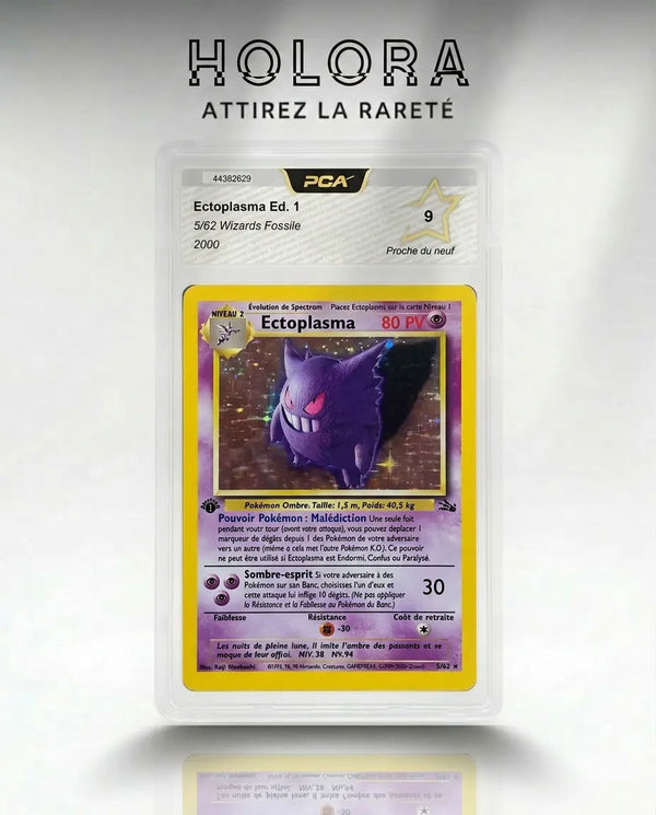 Carte gradée Pokémon Ectoplasma Holo Edition 1 Wizards Fossile 5/62 PCA9 Fr