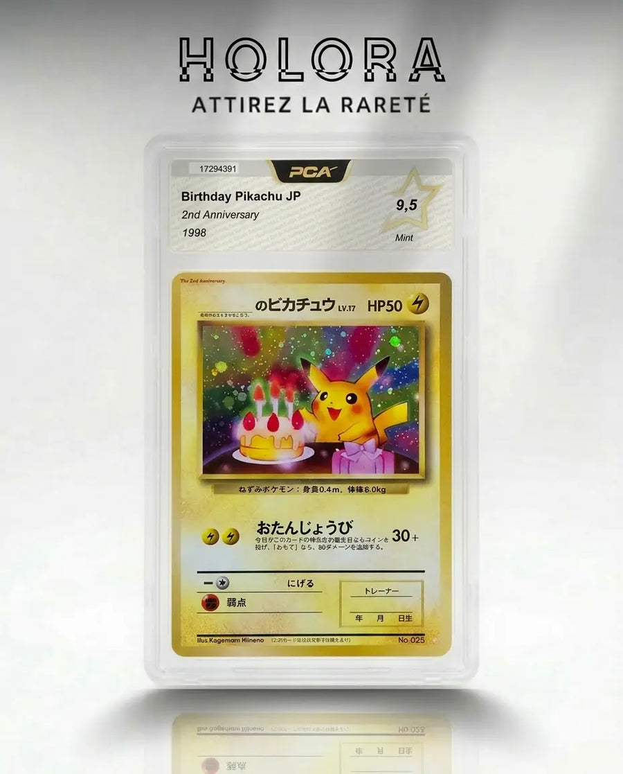 Carte gradée Pokémon Pikachu Birthday Promo No025 1998 PCA9.5 Jap Holora