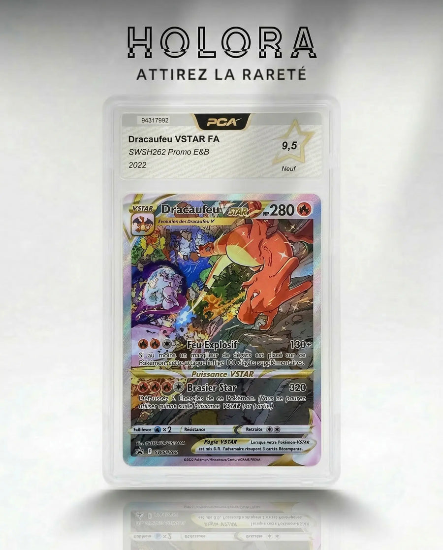 Carte gradée Pokémon Dracaufeu VSTAR Holo Promo EB swsh262 PCA9.5 Fr Holora