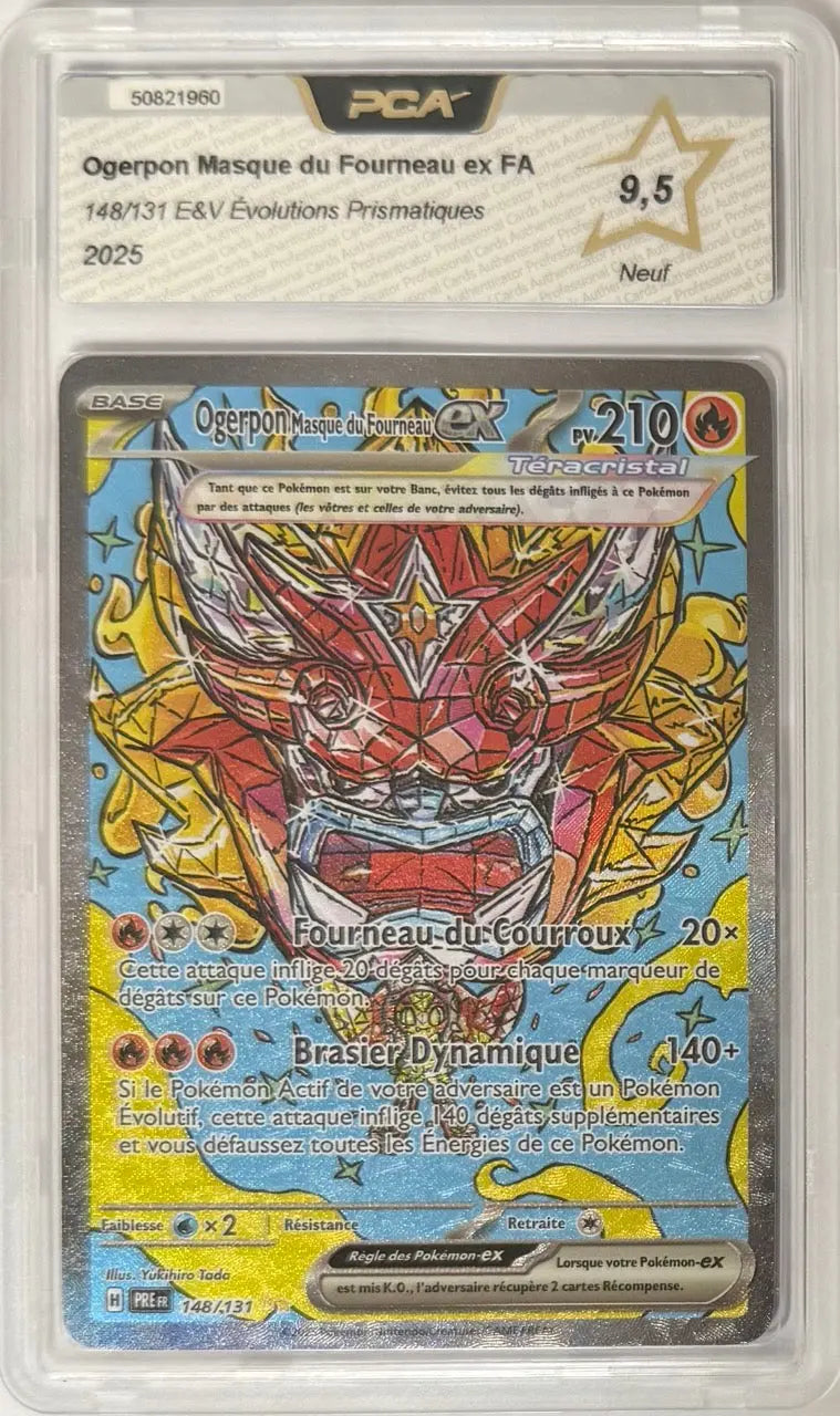 Carte gradée Ogerpon Masque du Fourneau Alt Evolutions Prismatiques EV8.5 (FR) notée PCA9.5 Holora