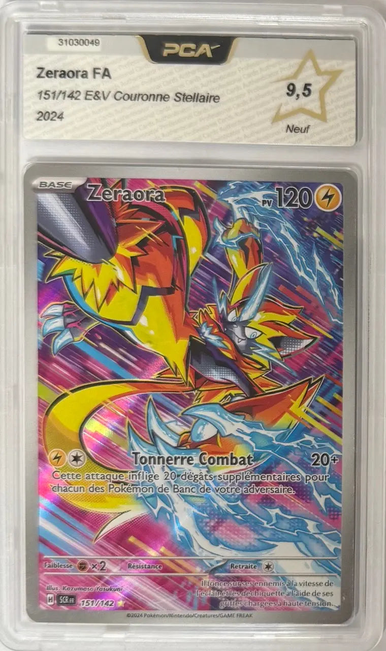 Carte gradée Zeraora FA 151/142 couronne Stellaire EV7(FR) notée PCA9.5 Holora