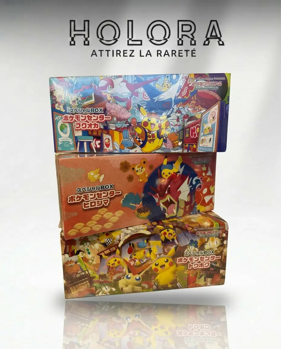 Trio Coffrets Pokémon Center JAP — Fukuoka, Hiroshima, Tohoku Exclusif Holora