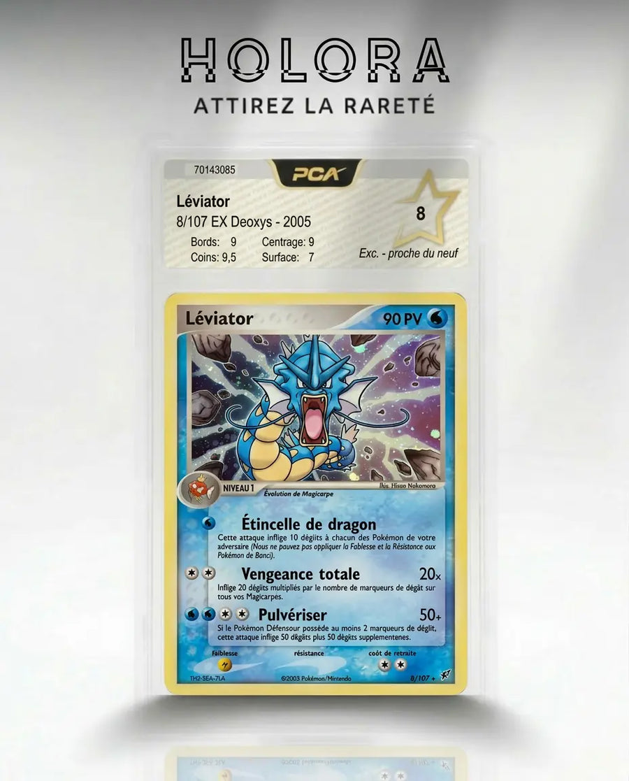 Carte gradée Pokémon Leviator Holo EX Deoxys 8/107 PCA8 Fr Holora