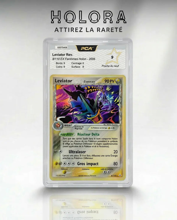 Carte gradée Pokémon Leviator Holo EX Fantomes Holon 8/110 PCA9 Fr