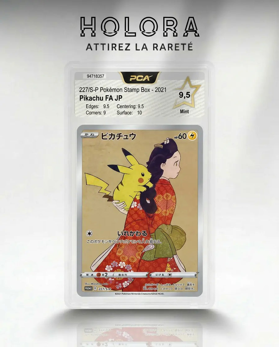 Carte gradée Pokémon Pikachu Promo Stamp Box 227/S-P PCA9.5 Jap Holora